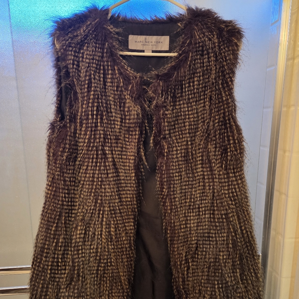 Faux Fur Vest in Brown and Black